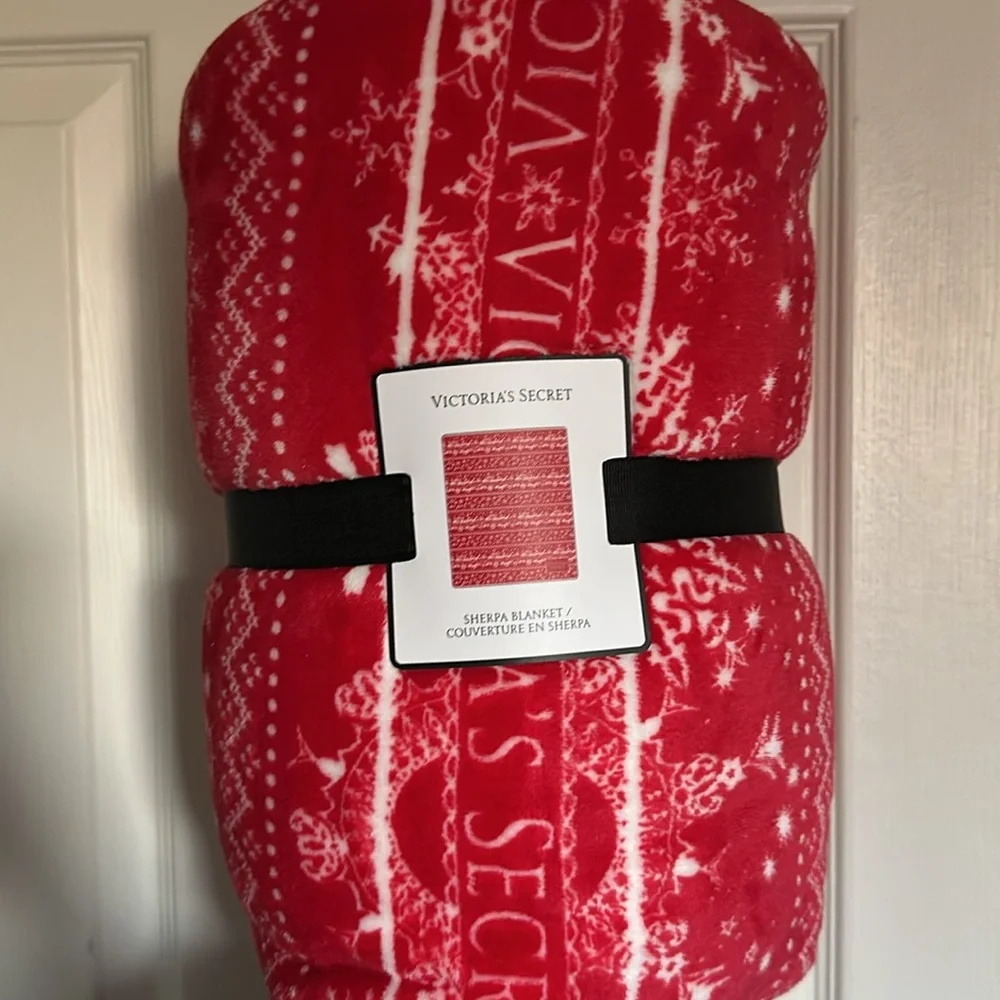 Victoria's Secret Festive Red Throw Blanket
